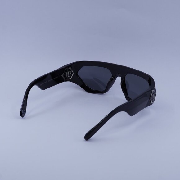 Philipp Plein SPP153 Z42X Sunglasses Black Geometric Frame, Grey Lenses - Picture 3 of 10